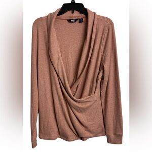 Lands End L Rib Knit Wrap Soft Cozy Sweater‎ Dusty Rose